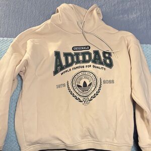 Adidas Cream Hoodie with Green Logo